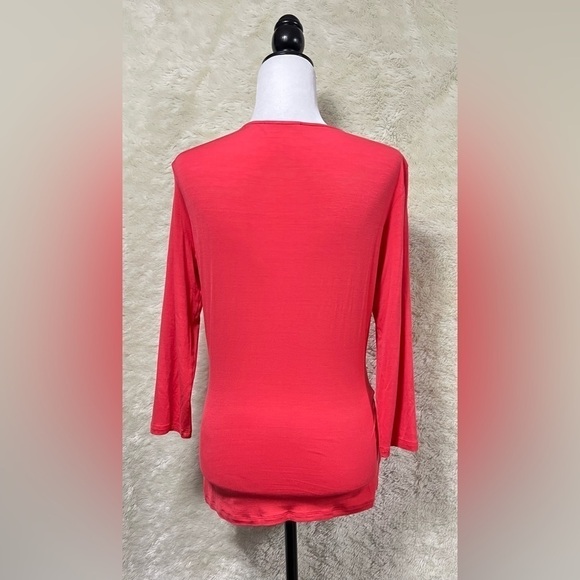 Maxmara Soft Jersey Faux Wrap 3/4 Sleeve Tops - Picture 3 of 8